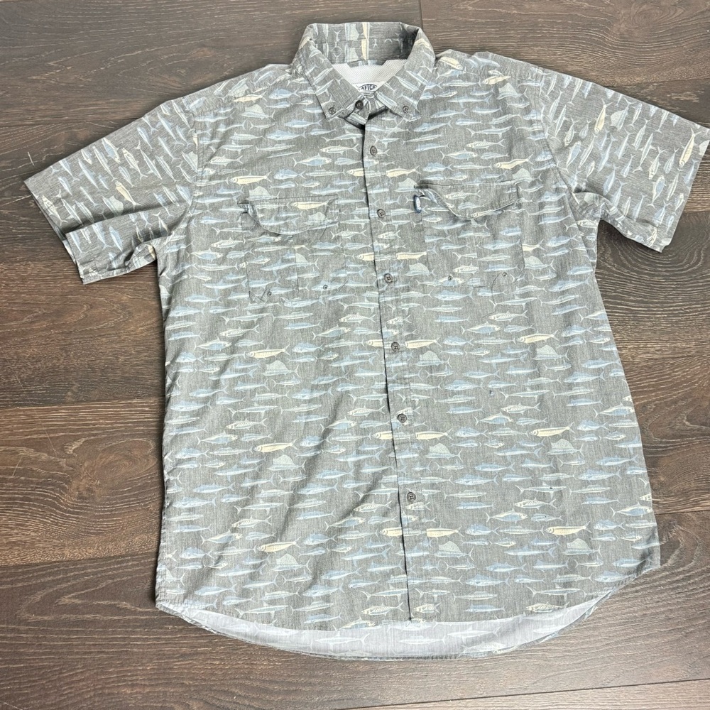 Men's AFTCO Gray Patterned Shirt